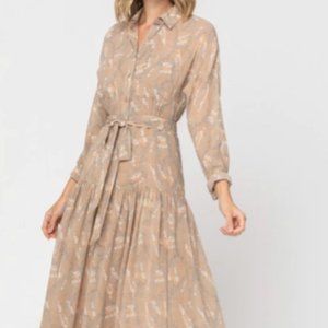 COPY - Mintca Sheer Neutral Floral Dress Maxi Lined Romantic Flowy Small Boho S
